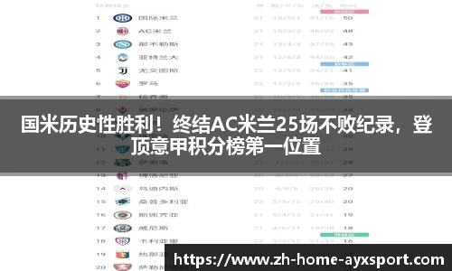 国米历史性胜利！终结AC米兰25场不败纪录，登顶意甲积分榜第一位置
